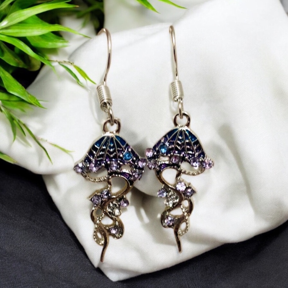 Small bejeweled jellyfish earrings